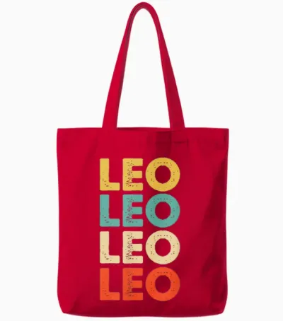 Leo Vorname T-Shirts & Geschenke - Leo T-Shirt - Unisex - Schwarz - Klein - Crew-Ausschnitt - Klassisch - Personalisiertes Leo Name Tote Bags - Red