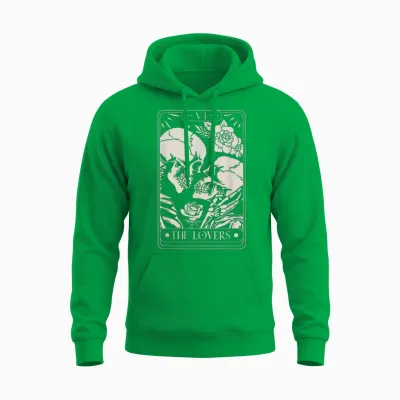 The Lovers Tarot Card Skeletons Kissing in Love Unisex Hoodie - Irish Green