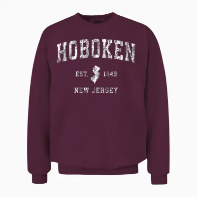 Hoboken New Jersey Nj Vintage Athletic Sports Desi Unisex Sweatshirt - Maroon