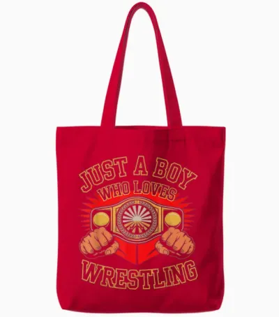 Just a Boy Who Loves Wrestling Tote Bags - Red