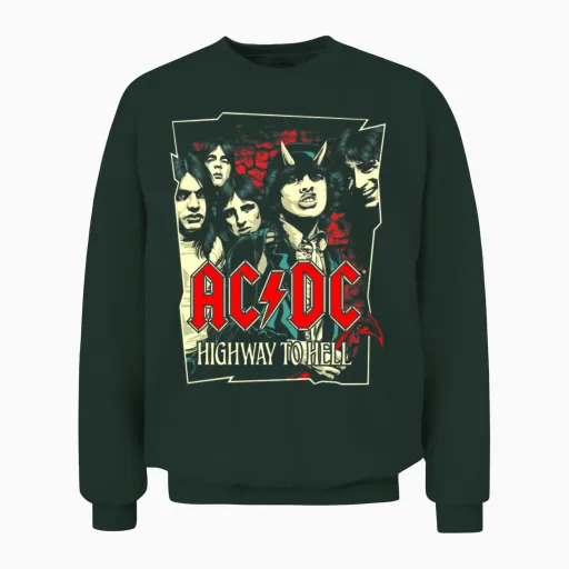 Ac/dc Logo and Band Highway to Hell Album Unisex Sweatshirt in Forest