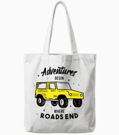 Adventures Begin Where Roads End Tote Bags - White