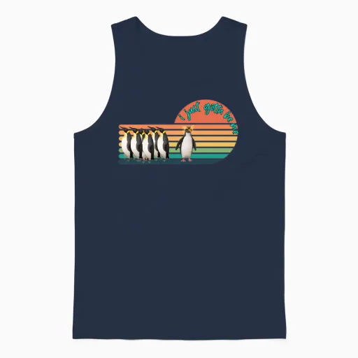 I Just Really Gotta Be Me Penguin Unisex Tank Top in Navy