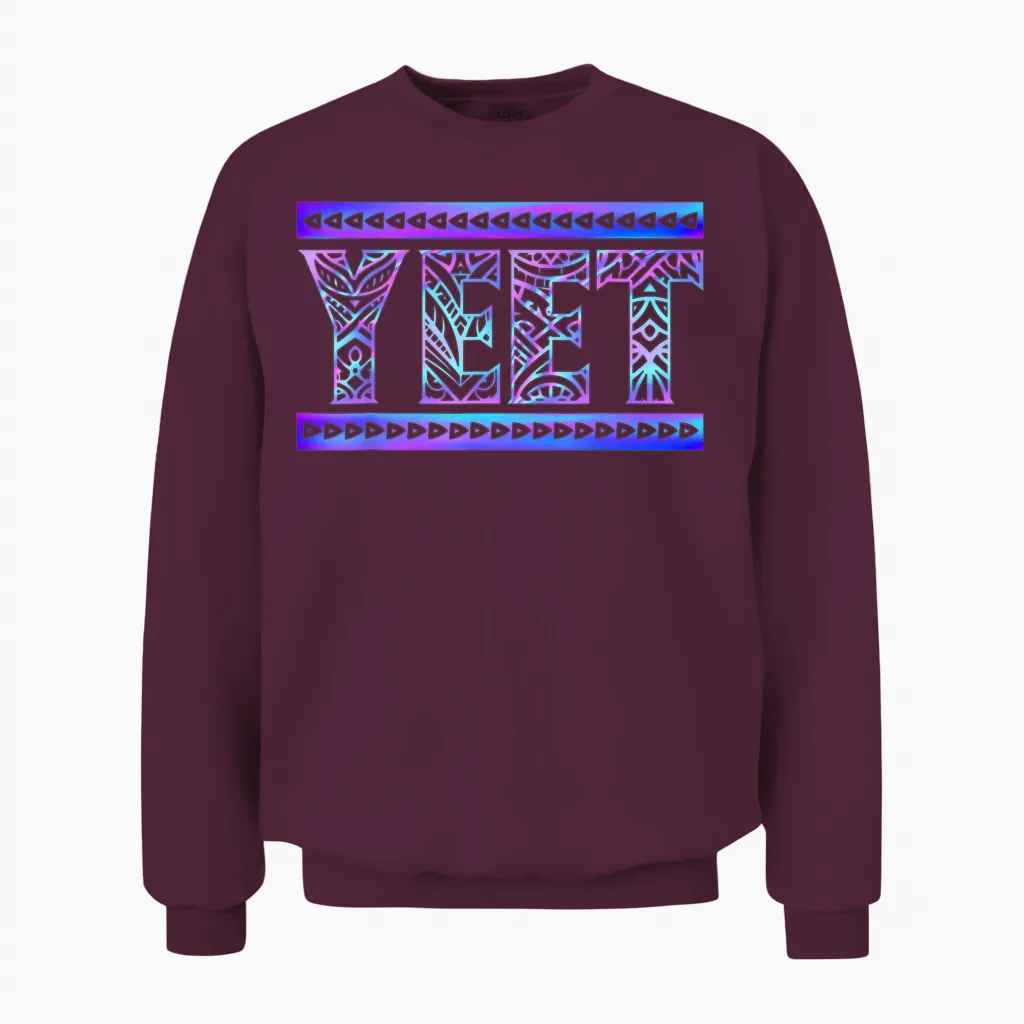 Yeet Tribal Art Funny Quote for Men Boys Kids Women Unisex Sweatshirt in Maroon