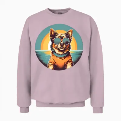 Retro Funny Dog Wearing Sunglasses Retro Sunshine Unisex Sweatshirt - Light Pink