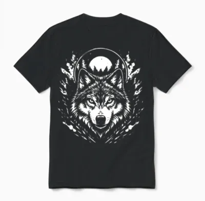 Moonlit Wolf Crest Unisex T-Shirt - Black