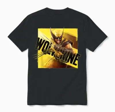Marvel Wolverine Game Key Art Angled Logo 2026 Video Game Unisex T-Shirt - Black