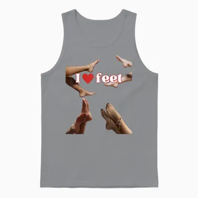 I Love Feet, Cool Design for Foot Lovers or Podiatrists T-Shirt, Black Unisex Tank Top - Sport Grey