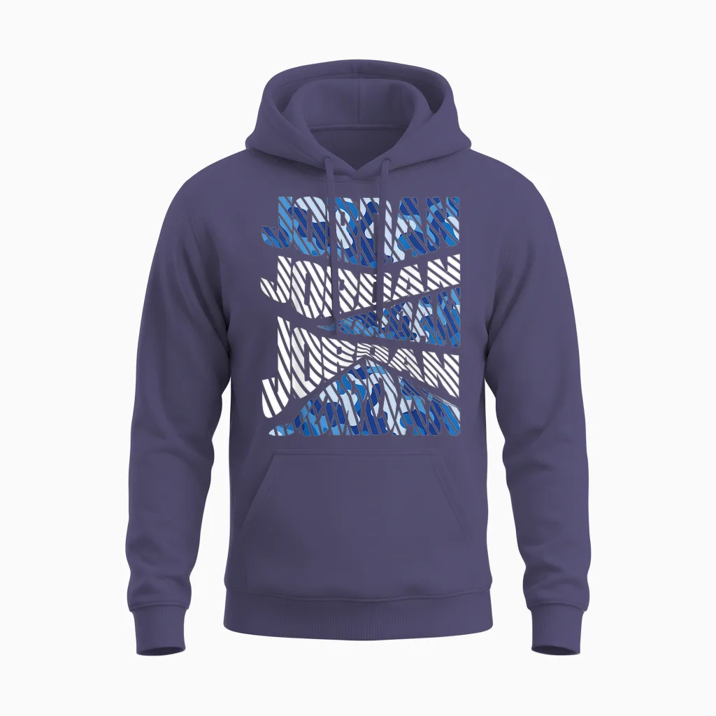 Diagonal Jordan Camo Pattern Blue Camouflage Unisex Hoodie in Heather Sport Dark Navy