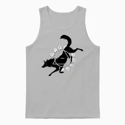 Therian Theta Delta Wolf Dog T-Shirt, Gray Unisex Tank Top - Ash