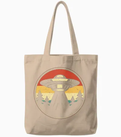 Ufo Alien Vintage Retro Tote Bags - Natural