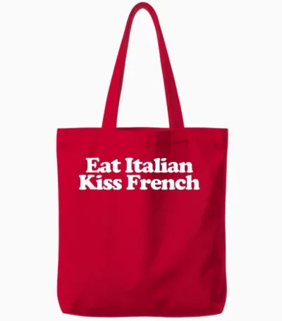 Eat Italian Kiss French Y2k Aesthetic Trendy Tote Bags - Red