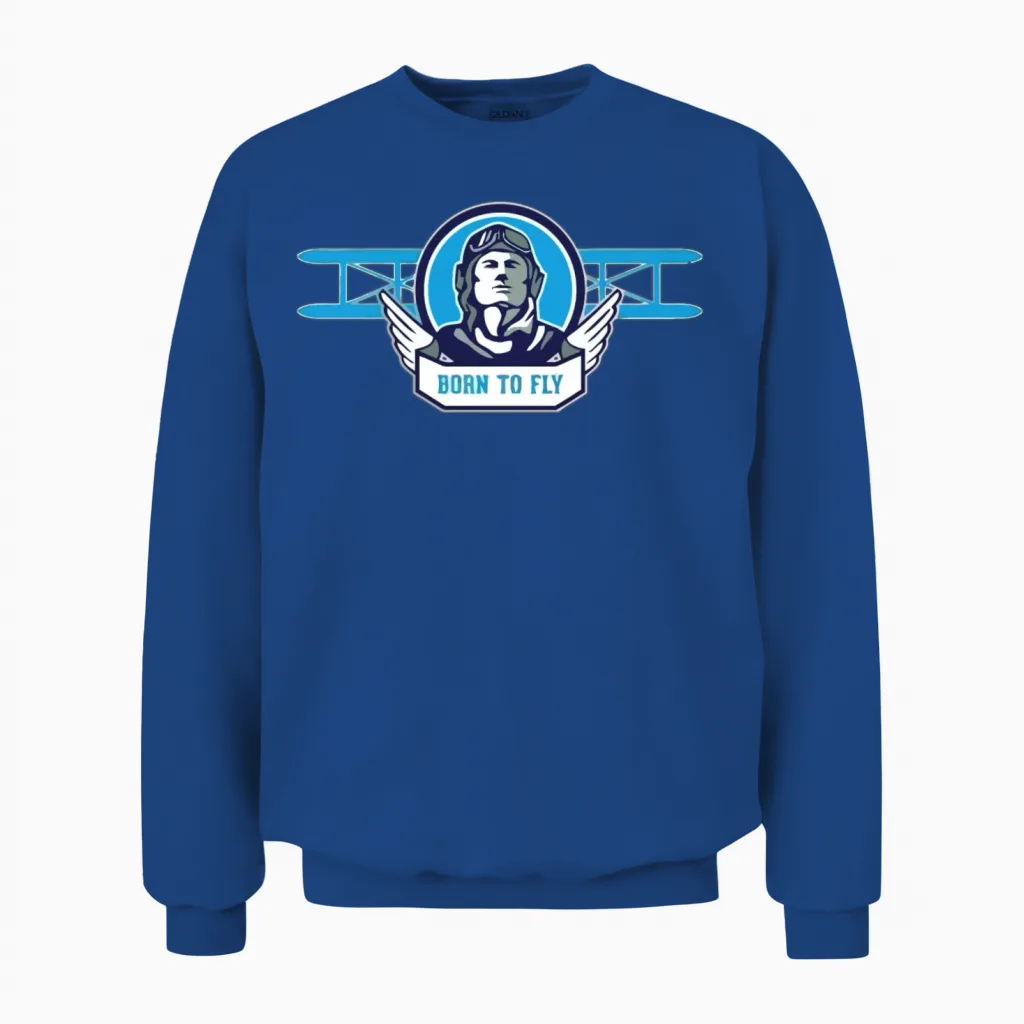 Born to Fly Retro Pilot Unisex Sweatshirt in Royal