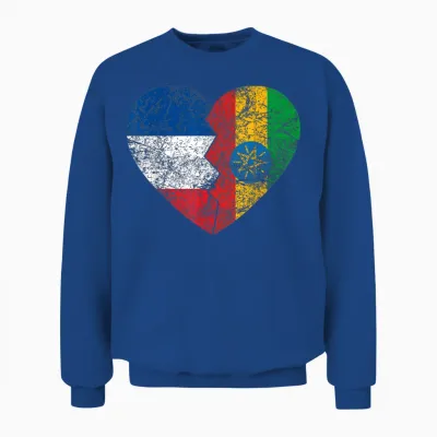 Ethiopian Flag Heart | France Ethiopia Roots Vintage T-Shirt, Black, S Unisex Sweatshirt - Royal