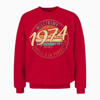Millesime 1974 Vieilli a La Perfection Humour Unisex Sweatshirt - Red