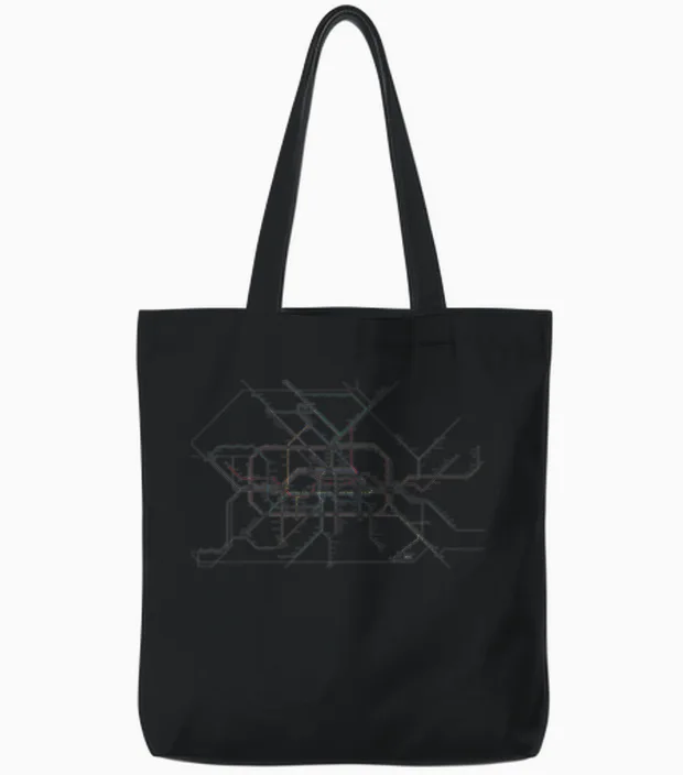 Berlin Germany Metro S-Bahn Souvenir Route Map Tote Bags in Black