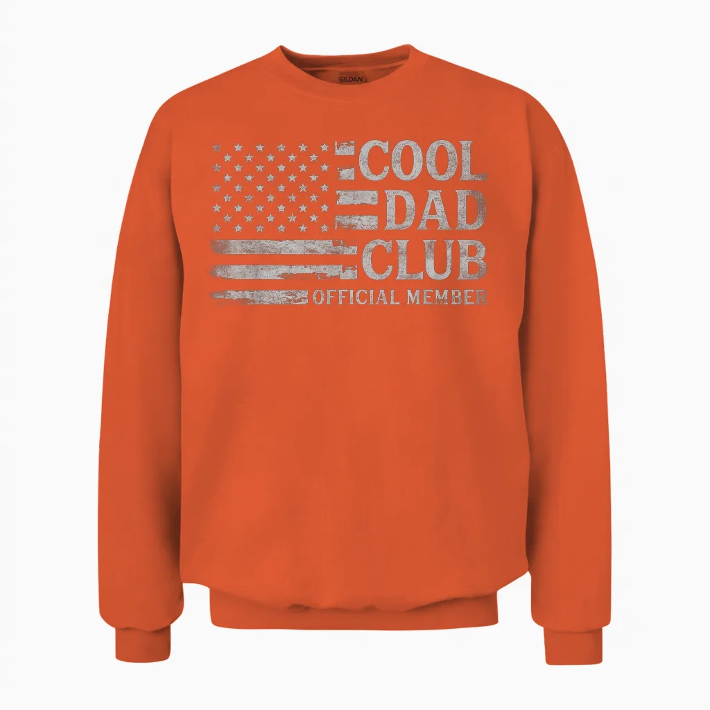 Cool Dad Club Grey Usa Flag Father's Day Vintage Papa Unisex Sweatshirt in Orange