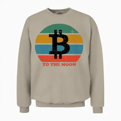 Btc Bitcoin Retro to the Moon Unisex Sweatshirt - Sand