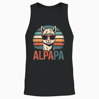 Alpapa Papa Alpaka Brille Geschenk Vatertag Humor Retro Unisex Tank Top - Black