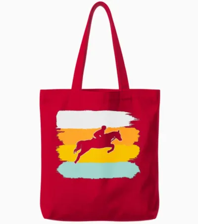 Horse Retro Tote Bags - Red
