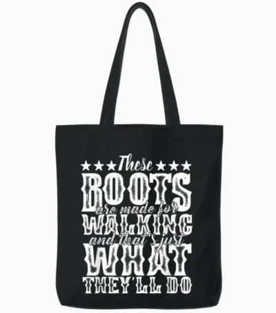 Lyriclyfe - These Boots Are Made for Walking Tote Bags - Black