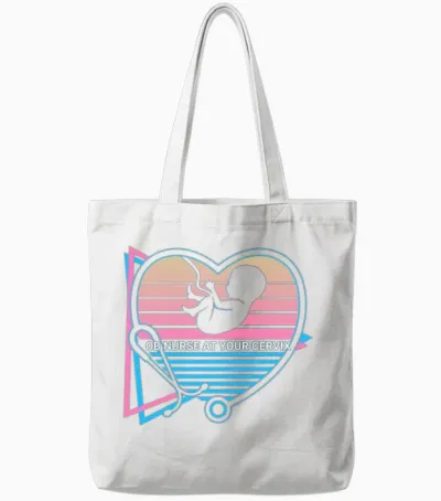 Obgyn Retro Tote Bags - White