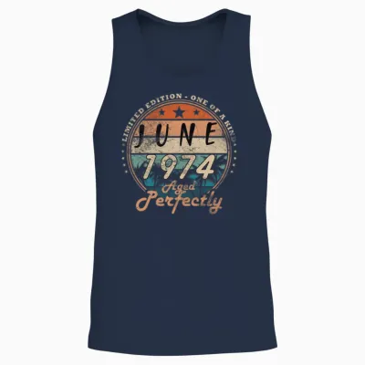 June 1974 Vintage Birthday Present Unisex Tank Top - Navy