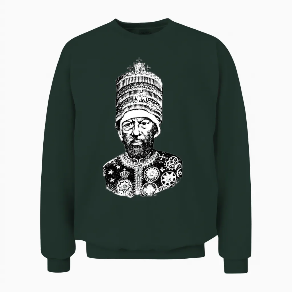 Ethiopian King Menelik Ii Unisex Sweatshirt in Forest