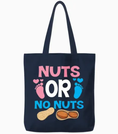 Nuts or No Nuts Gender Reveal Babyshower Gift Tote Bags - Navy