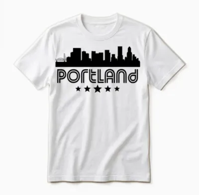 Retro Portland Skyline Unisex T-Shirt - White