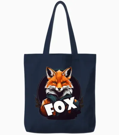 Fox Mascot T-Shirt Design Tote Bags - Navy