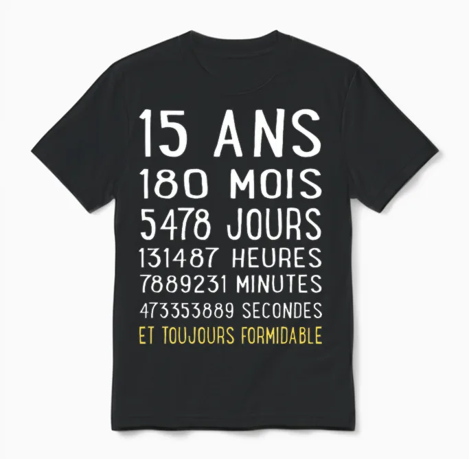 15 Ans Cadeau Garçon Fille Anniversaire Humour Amusant 15 T-Shirt Haut De Gamme Unisex T-Shirt in Black