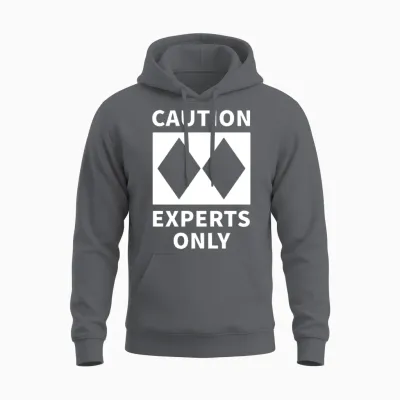 Double Black Diamond, Experts Only, Snowboard, Ski Unisex Hoodie - Charcoal