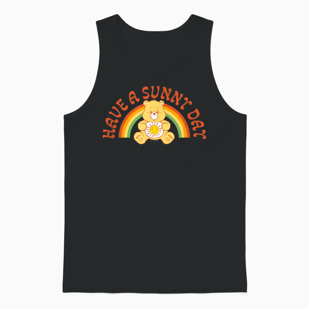 Care Bears Funshine Bear Have a Sunny Day Retro Rainbow T-Shirt, Black, S Unisex Tank Top in Black