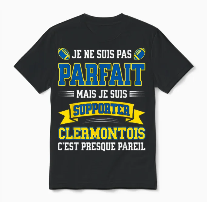 Pas Parfait Supporter Rugby Humour Clermont-Ferrand Rugbyman Unisex T-Shirt in Black