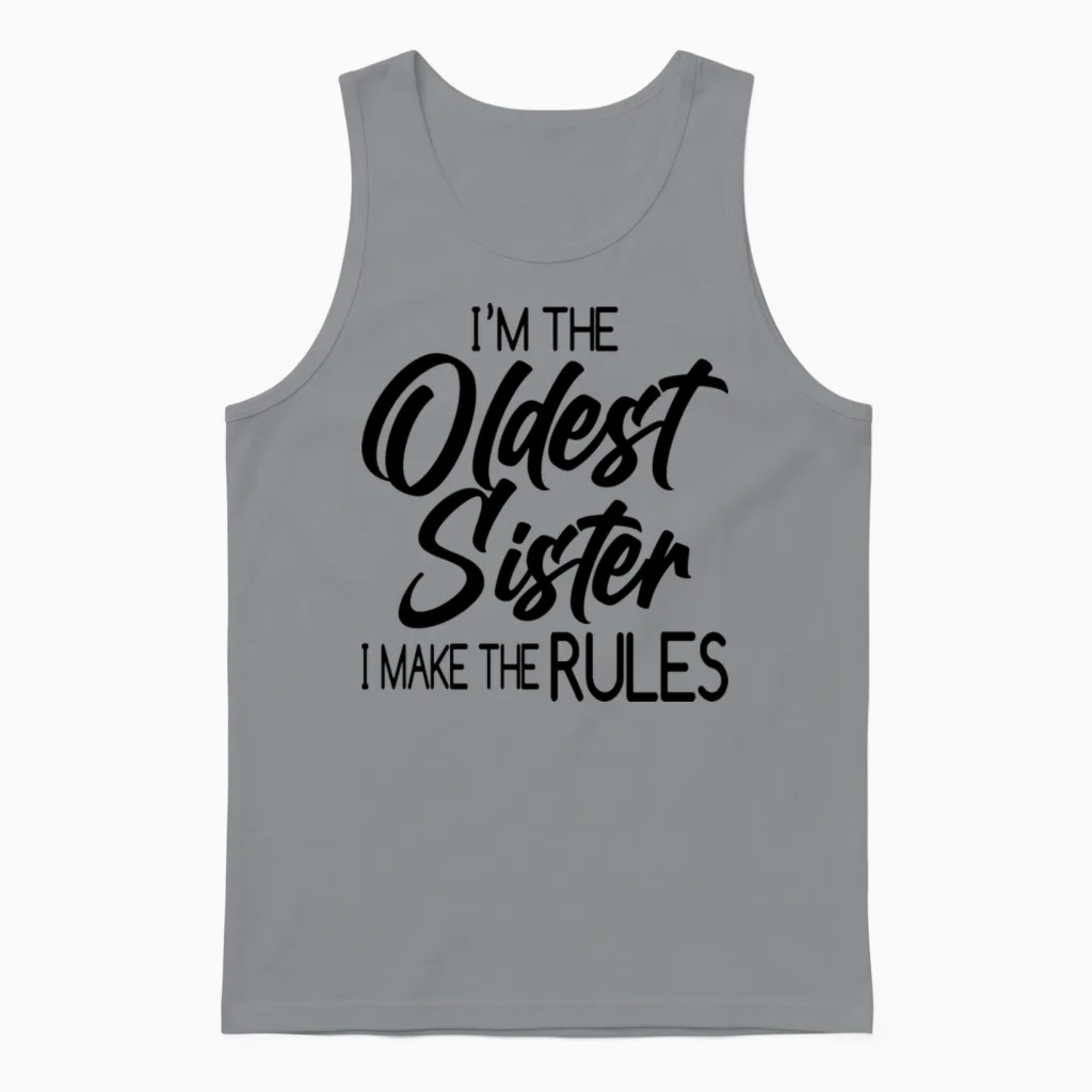 Funny Oldest Sister Saying Unisex Tank Top in Sport Grey