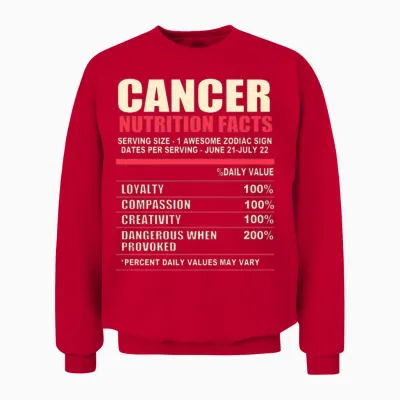 Funny Zodiac Sign Cancer Nutrition Facts Unisex Sweatshirt - Red