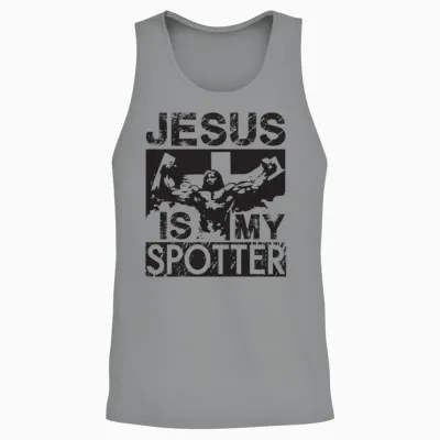 Jesus Is My Spotter Unisex Tank Top - Sport Grey