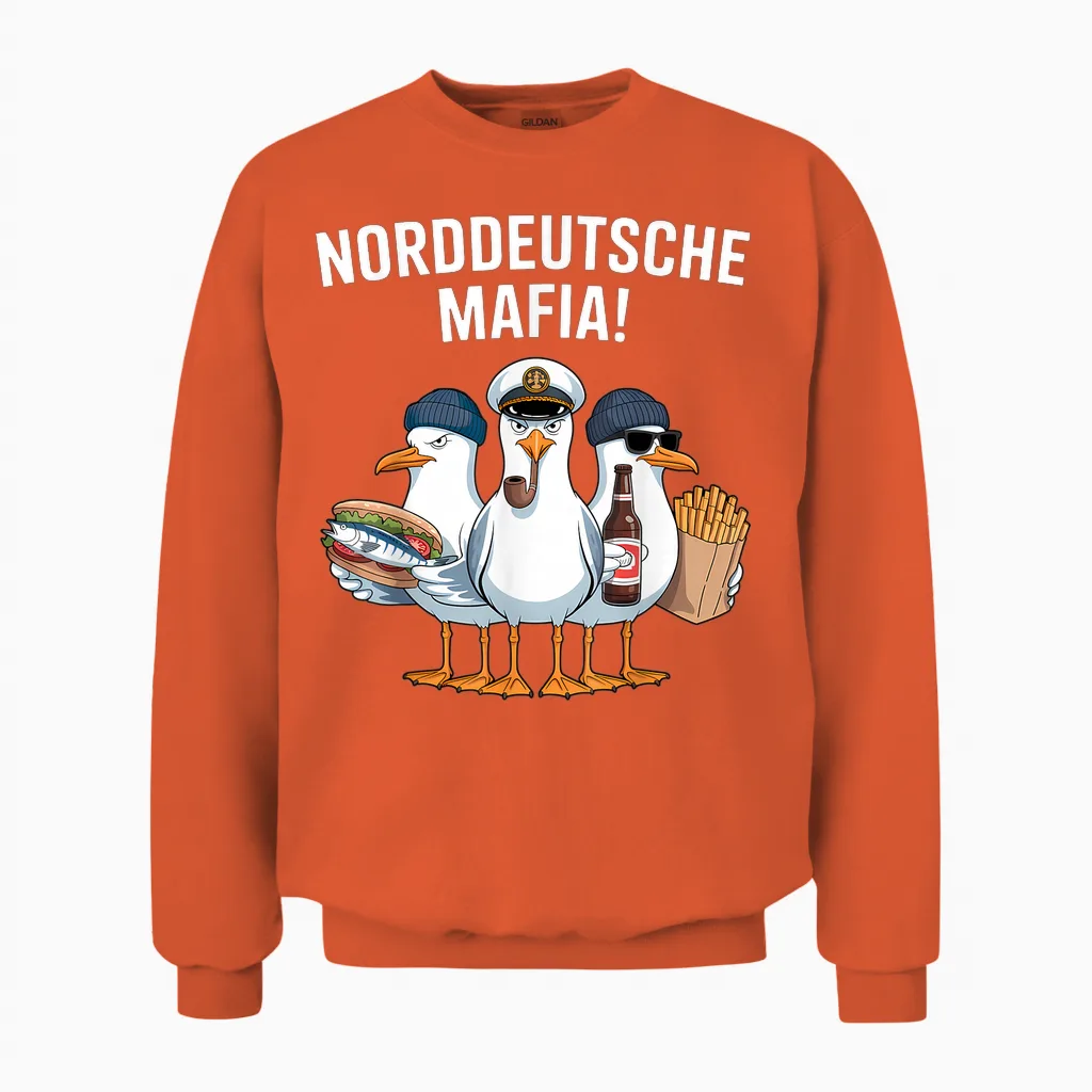 T-Shirt North German Mafia Seagulls North German Low German Captain Unisex Sweatshirt in Orange