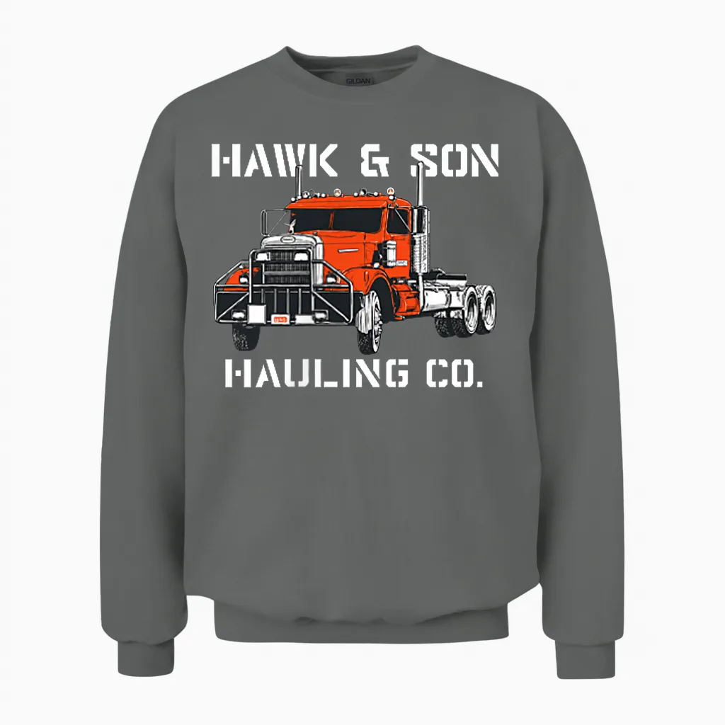 Hawk and Son Hauling Company Big Rig Pride 2 Side Unisex Sweatshirt in Graphite Heather