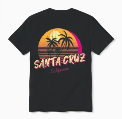 Retro Santa Cruz California Unisex T-Shirt - Black