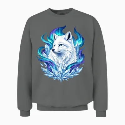 Loup De Glace Mystique Avec Cristaux Et Aurores Boréales Unisex Sweatshirt - Graphite Heather