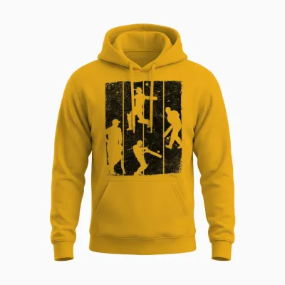 Cricket Retro Cricket Silhouette Unisex Hoodie - Gold