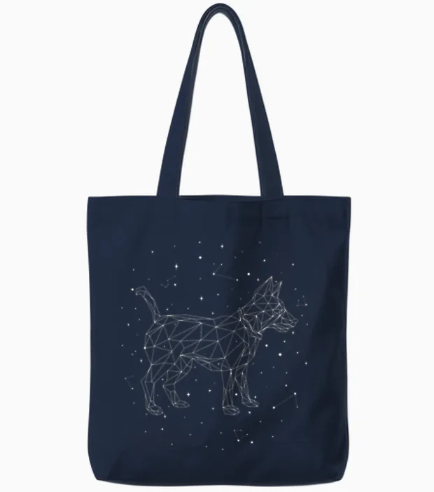 Sternbild Dog Constellation Dog Mom Dogfather Dog Tote Bags in Navy