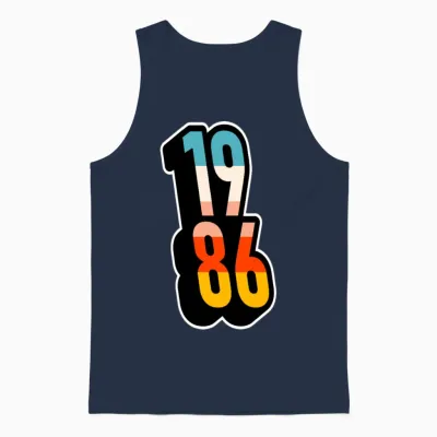 1986 Retro Stripes Unisex Tank Top - Navy