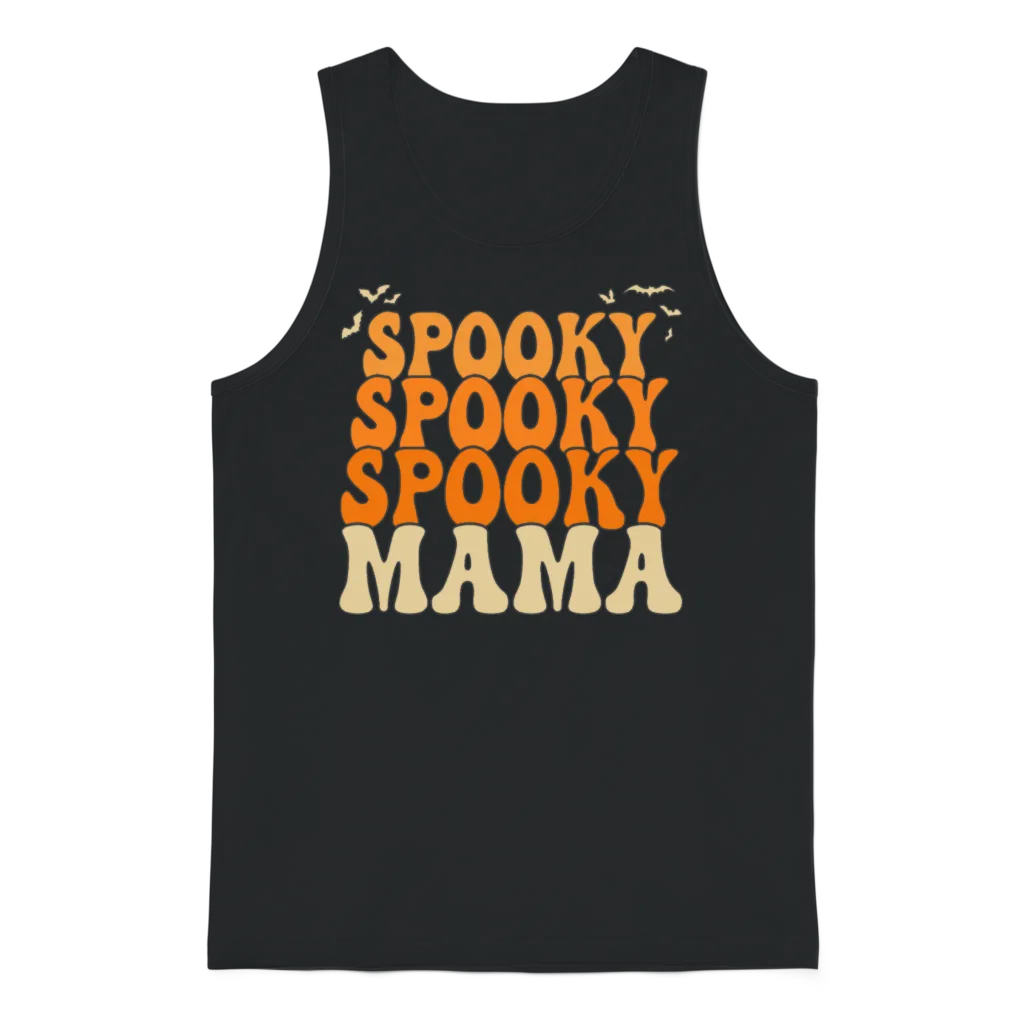 Retro Spooky Mama Halloween Unisex Tank Top - Black