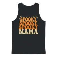 Retro Spooky Mama Halloween Unisex Tank Top - Black – 1