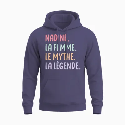 Femme Copine Humour Cadeau Personnalisé Prénom Nadine Unisex Hoodie - Heather Sport Dark Navy