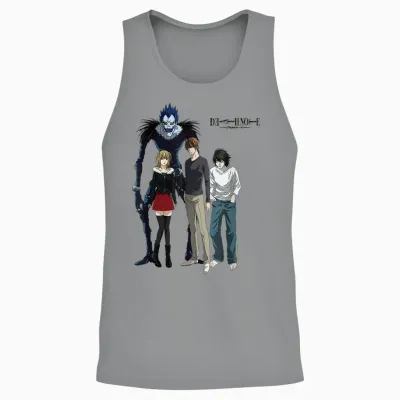 Death Note Main Characters Posing with Logo Anime Unisex Tank Top - Sport Grey