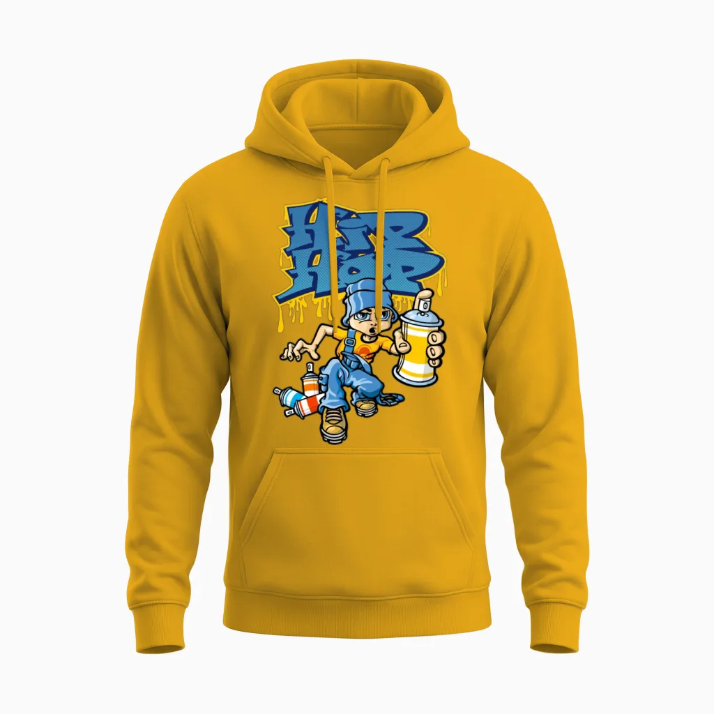 Hip Hop Graffitis and B-Boy Unisex Hoodie in Gold